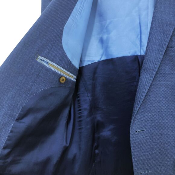 Tommy Hilfiger Tailored Fitted Textured Blue Blazer w/ Elbow Patches 48 / US M - Picture 11 of 13